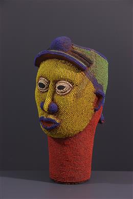 Arte africana - Grande testa di perline in terracotta