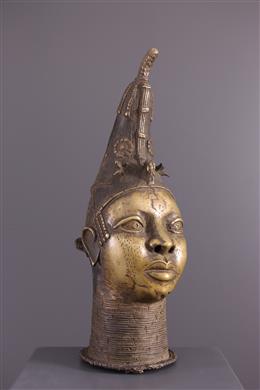 Arte africana - Testa commemorativa del Benin in bronzo