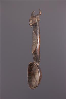 Arte africana - Cucchiaio cerimoniale Baule con motivo cefalomorfo