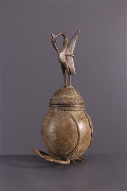 Arte africana - Scatola Dogon in bronzo con coperchio