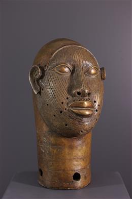 Arte africana - Testa commemorativa Ifé Yoruba in bronzo