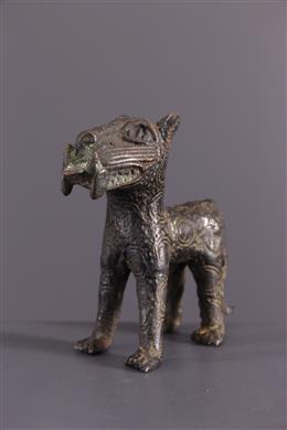 Arte africana - Miniatura di leopardo in bronzo del Benin bini edo