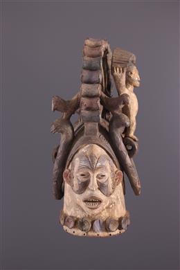 Arte africana - Maschera con stemma Igbo Agbogo Mmow