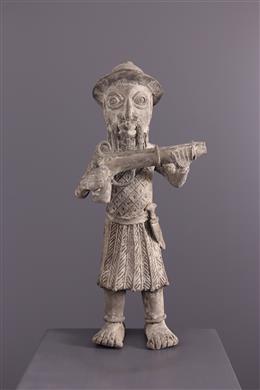 Arte africana - Effigie di guerriero Bini Edo Benin in bronzo